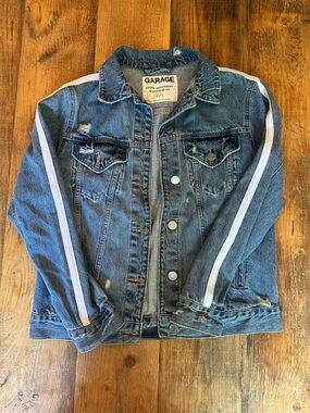 Garage Blue Denim Jean Jacket with White Side Stripes